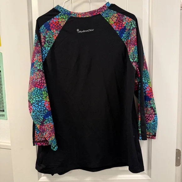 Hydrochic Black Floral Sun Shirt Rashguard SPF Women’s 2X - Picture 6 of 6